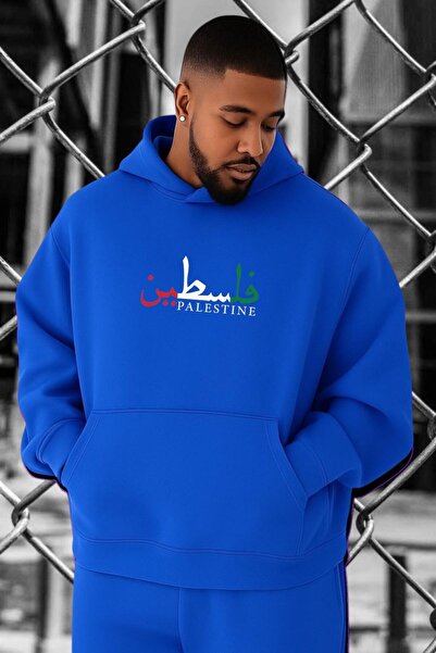 BENROMA 3 Yarn Combed Cotton Palestine Printed Oversized Sweatshirt