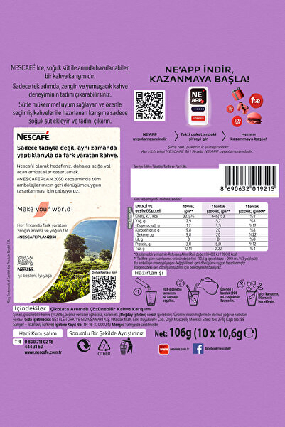 Nescafe ICE Choco Çikolata Aromalı Çözünebilir Kahve 10,6g 10'lu Paket 10X4