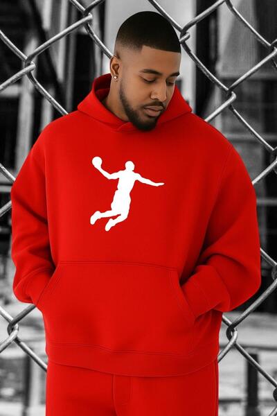 BENROMA Hanorac de marime mare, din bumbac pieptănat cu 3 fire, cu imprimeu d...