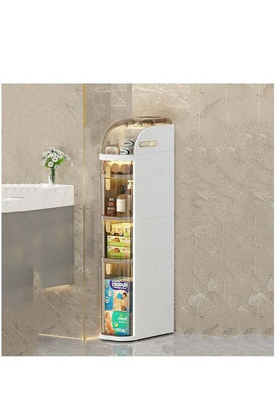 COOYA 4-Tier Stackable Storage Bins,With Lids,2 Openings,360° rotating wheels,18*41*98cm