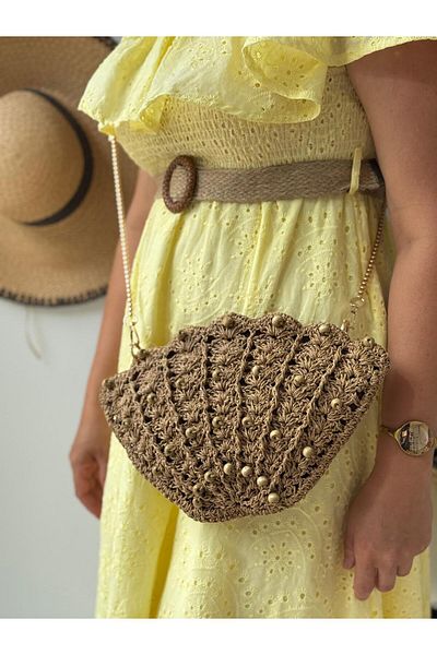 Zeynep Keskin Design Mussel Bag, Oyster Bag, Women's Shoulder Bag, Beaded Mussel Bag, Straw Bag