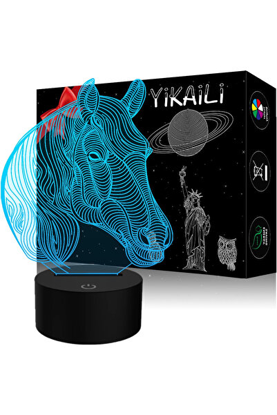 OEM Lumină de noapte 3D în formă de cal, 7 culori, alimentare USB, comenzi ta...