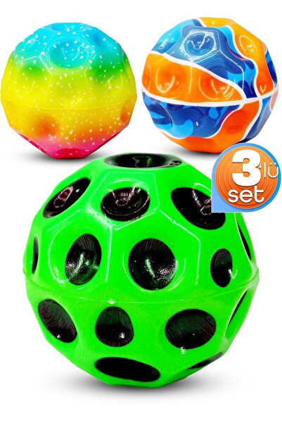 HALL BREATHE 3'lü Renkli Yükseğe Zıplayan Top, Bahçe ve Oyun Keyfi İçin Eğlenceli Top Seti