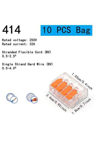 Choice3 10pcs-414-Bag 10-75 Pcs Orange Universal Type Quick Plug-in Terminals,Electrical Equipment Connector