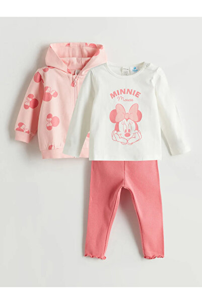 LC Waikiki LCW babyPembe Minnie Mouse Baskılı Kız Bebek Takım 3'lü