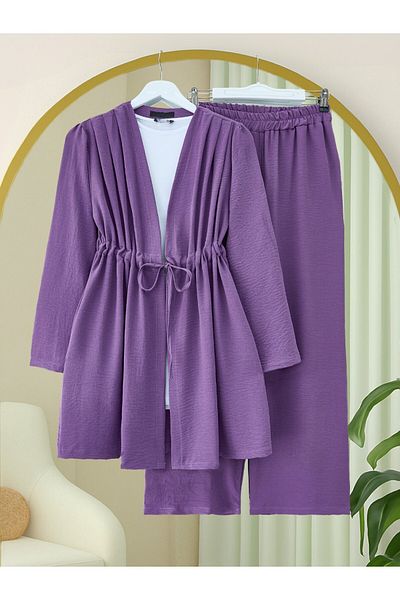Modamorfo Tunnel Lace Ayrobin Kimono Suit -Purple