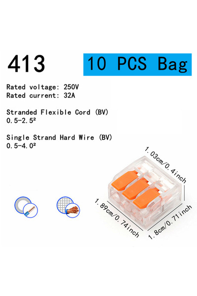 choice2 10pcs-413-Bag 10-75 Pcs Orange Universal Type Quick Plug-in Terminals,Electrical Equipment Connector