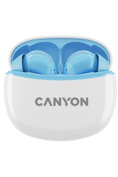 CANYON Casti True Wireless TWS-5, Bluetooth, In-Ear, Microfon (Alb/Albastru)