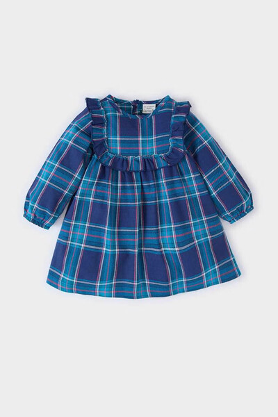 DeFacto Kız Bebek Kareli Uzun Kollu Flanel Elbise D7427A524WN