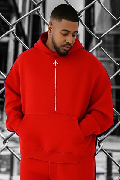 BENROMA Hanorac de mărime mare, din bumbac pieptănat cu 3 fire, cu imprimeu d...