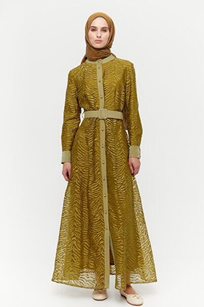 Setrms Zebra Desenli Kemerli Elbise