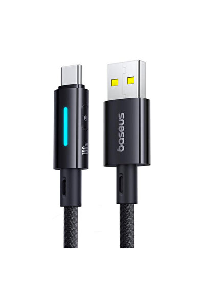 Baseus Lit Button Control P10379002121-00 USB-A to USB-C Cable, 100W, 1m (Black)