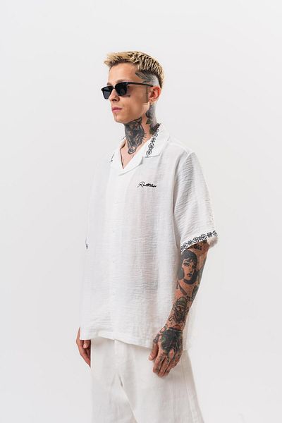 Respire Men's Ruthless Embroidered Oversize Shirt White