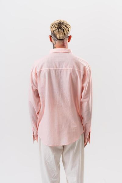 Respire Чоловіча сорочка з довгими рукавами Oversize Vual, рожева