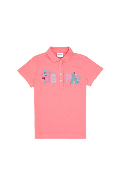 U.S. Polo Assn. Κοριτσίστικο μπλουζάκι με γιακά πόλο σε ανοιχτό ροζ χρώμα 502...