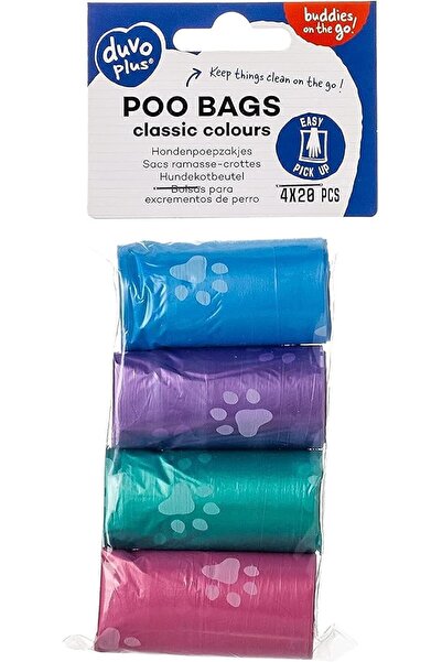 Duvo أكياس براز كلاسيكية ملونة بمخالب متعددة الألوان 4 × 20 قطعة