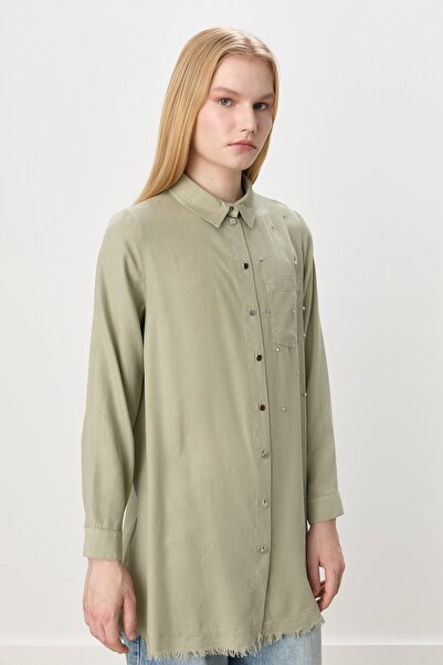 Nihan Tasseled Tencel Tunic Khaki