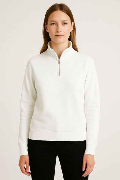 JUDGE 3 Thread Thick Winter Shardonlu Inside Woolen Women's Stand Collar Half Zipper Sweatshirt