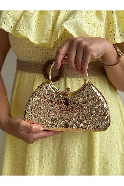 Zeynep Keskin Design Women's Evening Dress Hand and Shoulder Bag, Graduation Bag, Gold Bag, Silver Bag, Metallic Bag