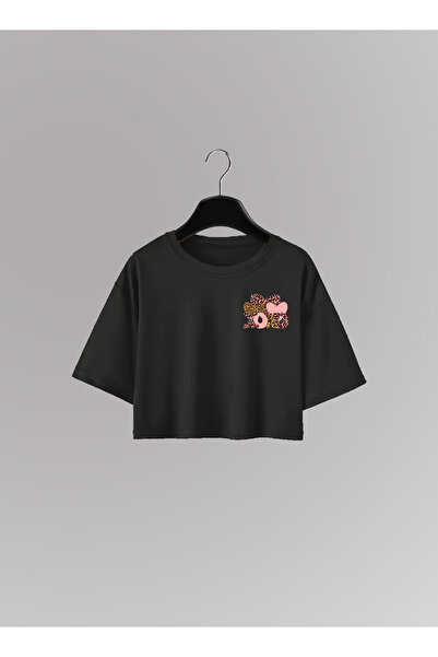 haha Tricou crop cu imprimeu Xoxo cu model leopard pentru femei