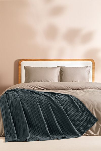 Penelope 100% Cotton Double Bed Bedspread 220x240 cm Anthracite - Lia Series