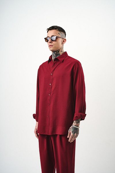 Respire Men's Modal Oversize Shirt Claret Red