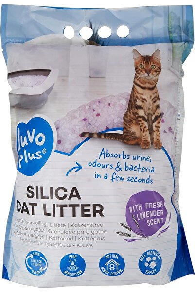 Duvo رمل قطط فاخر من السيليكا 5 لتر، برائحة اللافندر