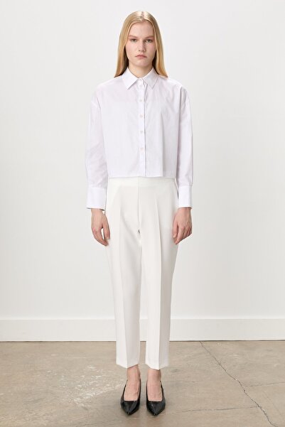 Nihan Arka Beli Lastikli Havuç Pantolon Ekru