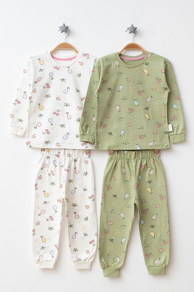 Beniizle Patterned 2-Piece Girls' Pajama Set