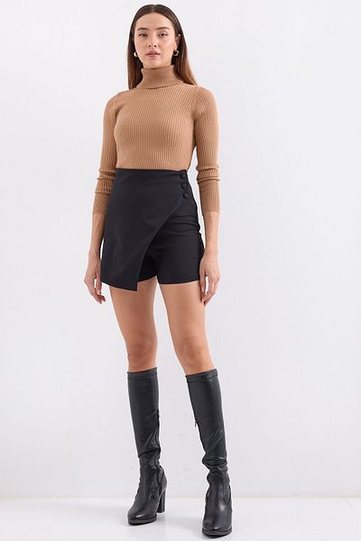 Merterium Women's Turtleneck Knitwear Sweater Beige 1221