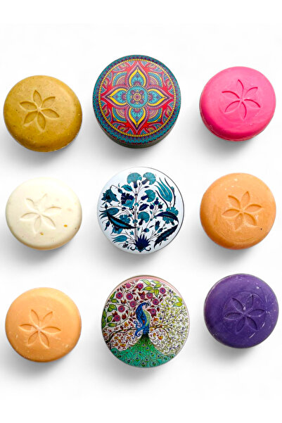 GALATA GIFT Metal Yuvarlak Sabunluk ve Doğal Sabun 3 (Üç) Adet Gönderilir)-7 cm