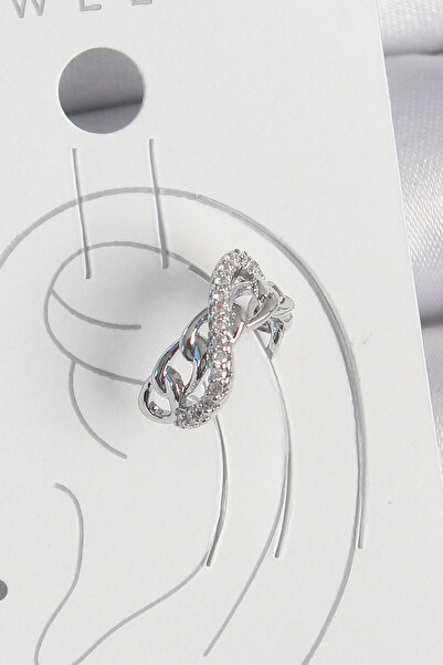 Skygo Brass Silver Color Zircon Stone Chain Infinity Model Women's Cartilage Earrings - Tj-Bkp10553