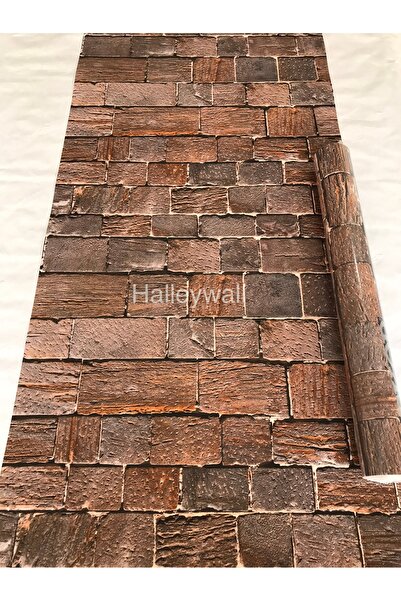 halleywall Doğal Taş Görünümlü Kahverengi 3d 5m2 Duvar Kağıdı