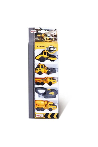Maisto Комплект от 5 строителни машини Volvo (жълти)