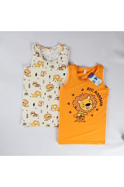 elmas kids 100% Cotton Boy's Lion Print 2' Li̇ Undershirt