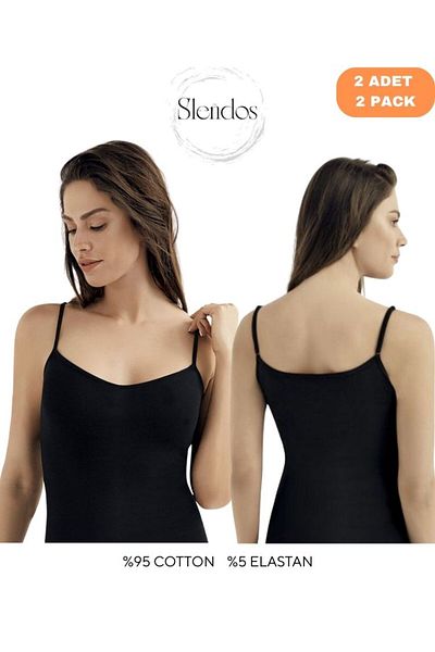 Şahinler Women'S, Rope Strap, Basic Comfort, 95% Cotton 5% Elastane 2-Piece Undershirt