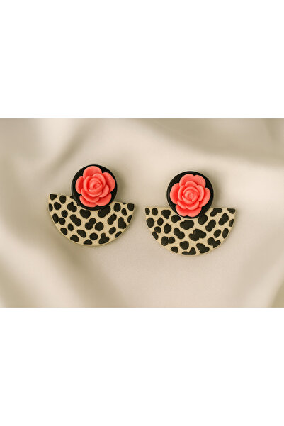 Lu Atelier Helia – Handmade Leopard Patterned Rose Detailed Earrings | Lu Atelier.