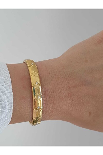 Bubbleatelier Çelik vintage kalp taç detayli kelepçe