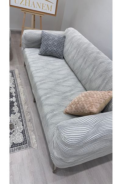 uzhanem 3 3 1 1 Stretch Elastic Flexible Washable Cotton, Jacquard Sofa Cover Set Sofa Cover (CREAM)