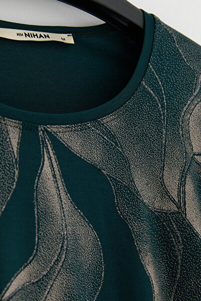 Nihan Büyük Beden Penye Bluz Petrol