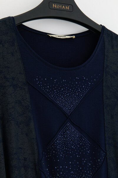 Nihan Büyük Beden Penye Bluz Lacivert
