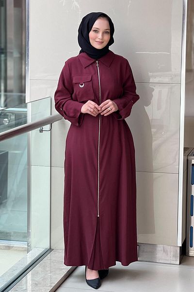Nuss Zippered Dress with Pocket Detail and Belted Waist
