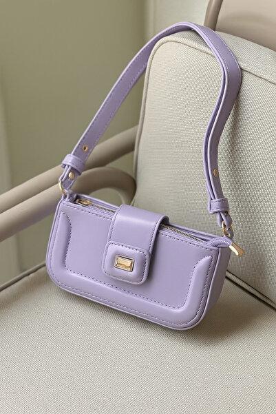 Melos Butik Γυναικεία τσάντα χειρός και ώμου από δέρμα μπαγκέτας μίνι μεγέθου...