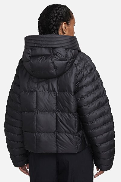Nike Therma Fit Puffer PrimaLoft Oversize Hoodie Jacket Kadın Sentetik Dolgu Kapüşonlu Mont Siyah