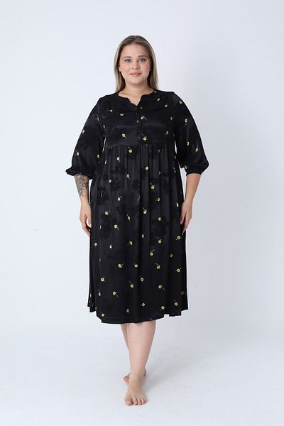 Juliet Deluxe Women's Plus Size Jacquard Satin Cotton Viscose Fabric Patterned Dress 35066