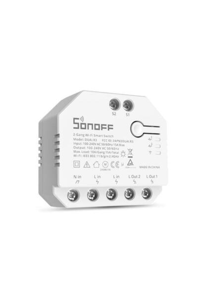Sonoff Dual R3 Relay with 2 Channels, Scheduling, Wi-Fi 2.4 GHz, Energy Meter (White)