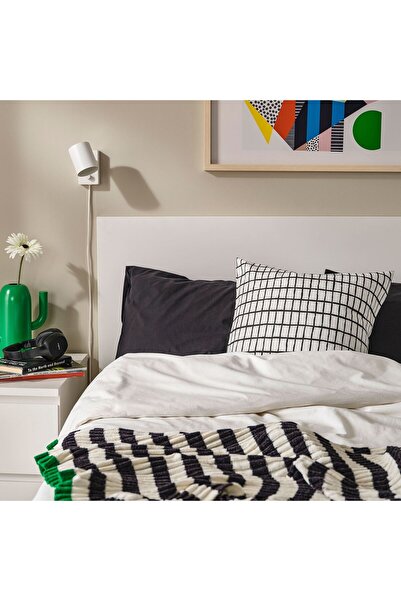 IKEA κάλυμμα μαξιλαριού, λευκό-μαύρο, 50x50 cm