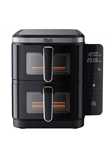 iHunt Friteuză cu aer Bro, cu platformă dublă, 11L, 2800W, temporizator (negru)