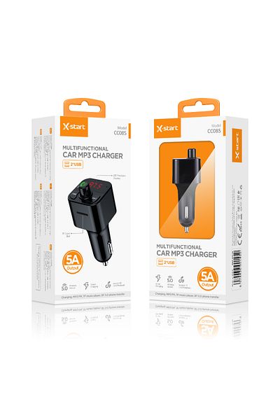 REDz Accessories Car FM Modulator, X-Start CC085, Bluetooth 5.0, 2x USB, TF Card Slot, LED Display