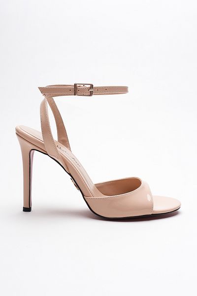 Ayakkabı Ateşi Women's Thin Strap Back Helmet Heeled Shoes Livora Nude Patent Leather
